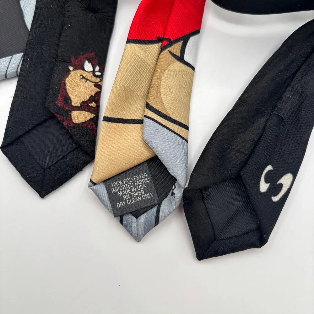 Vtg Looney Tunes‎ Neck Ties Daffy Duck Tazmanian Devil Lot of 3